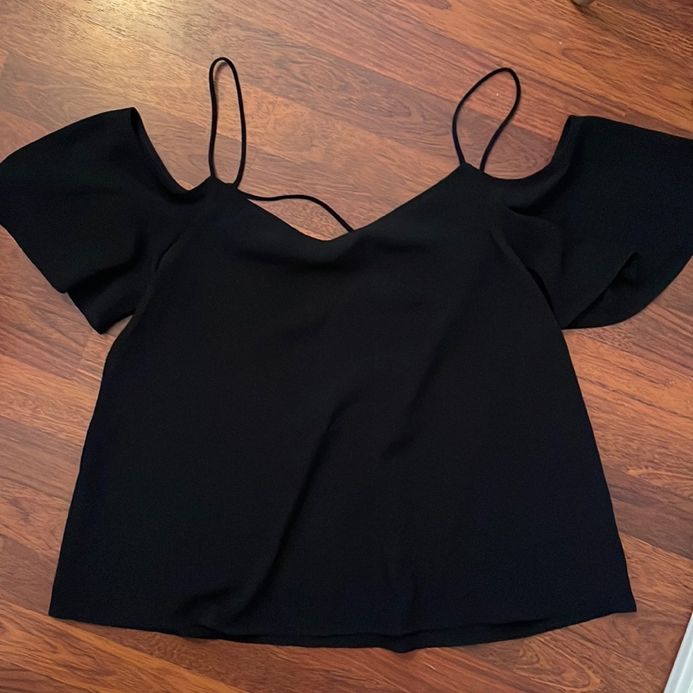 Black Criss Cross Back Top with shoulder cut outs